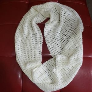 NWOT soft white loop scarf silver shimmer sequins